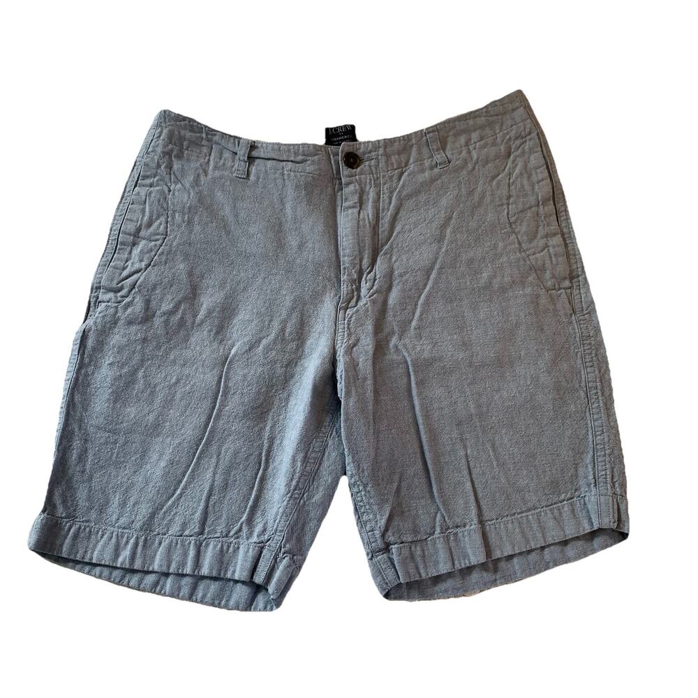 J. Crew Men’s Light Blue Gramercy Linen Blend Chambray Shorts Size 32x8 Preppy
